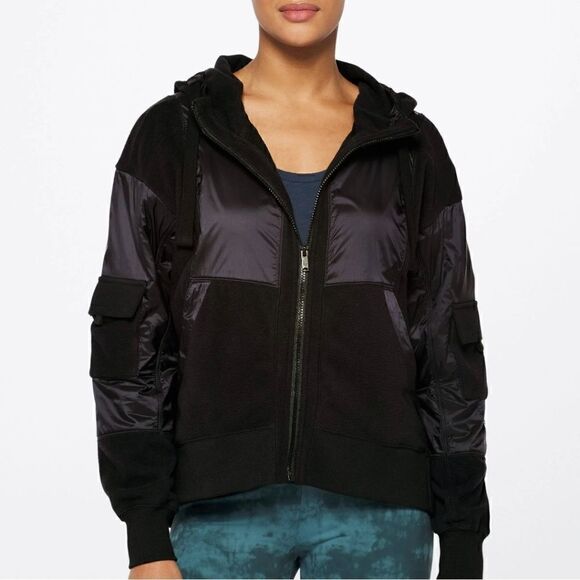 Free People FP Movement Jacket Women Size L Black In Bound Full Zip Long Sleeve - Picture 1 of 13